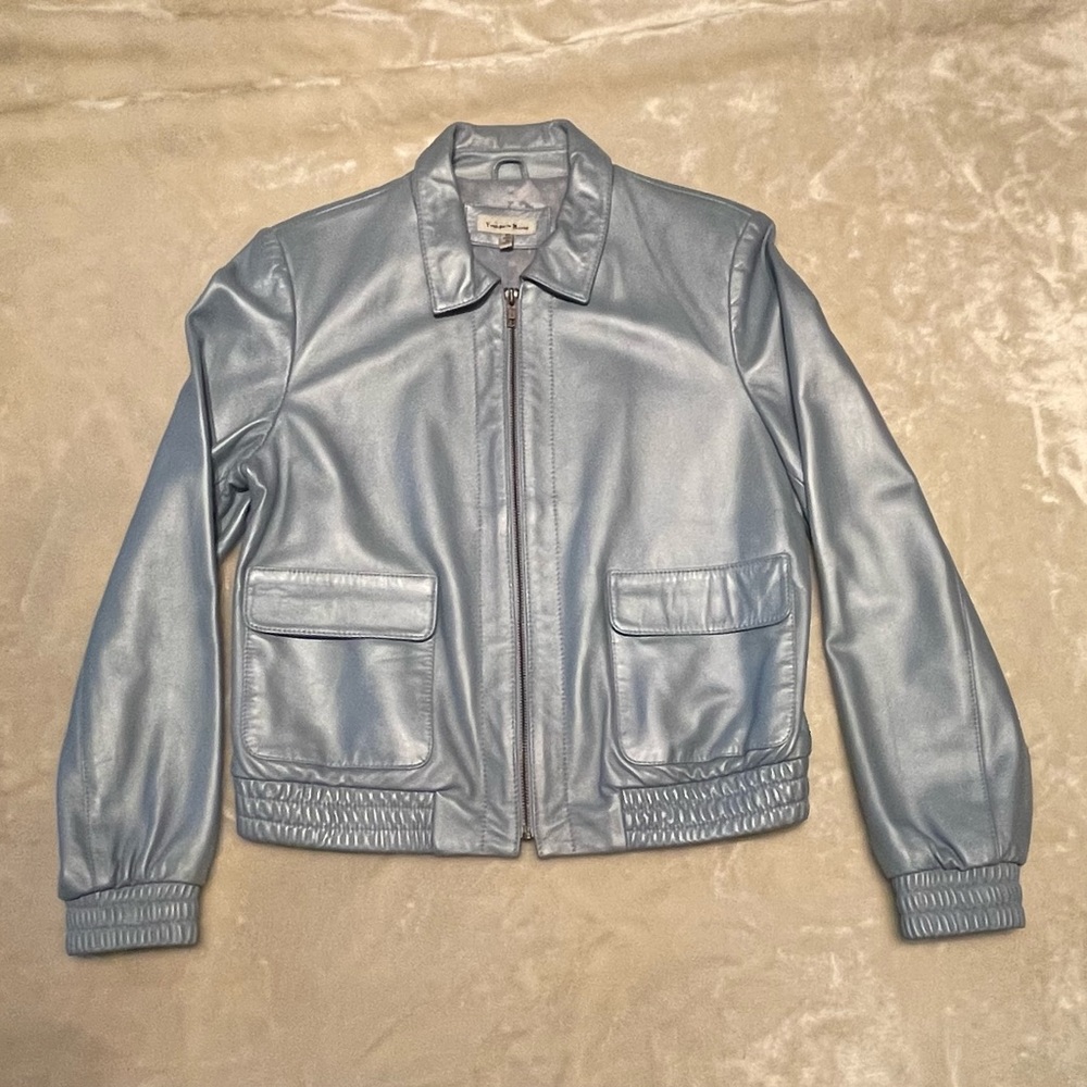Yvonne Le Marie Women’s Pale Blue Lambskin Jacket Size 10 Beautiful Jacket!